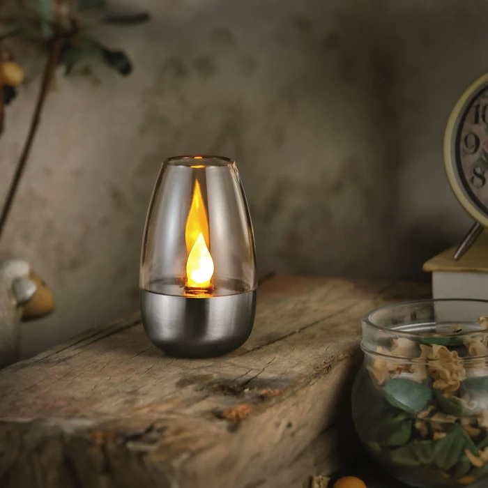 Garden of eden szolár lámpa gyertya lángeffekt 1 melegfehér LED 6x9 cm 11776