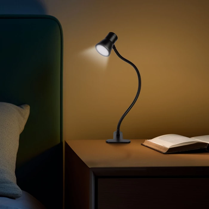 Phenom Flexibilis asztali lámpa 3-5W 500Lm csipeszes USB állítható fényerő és színhőmérséklet LED fém 20258