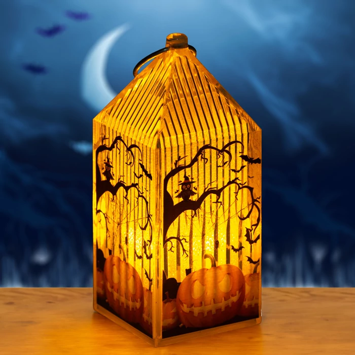 Halloween-i LED lámpás tök narancs LED 2xLR44  4x4x9,5 cm 56566