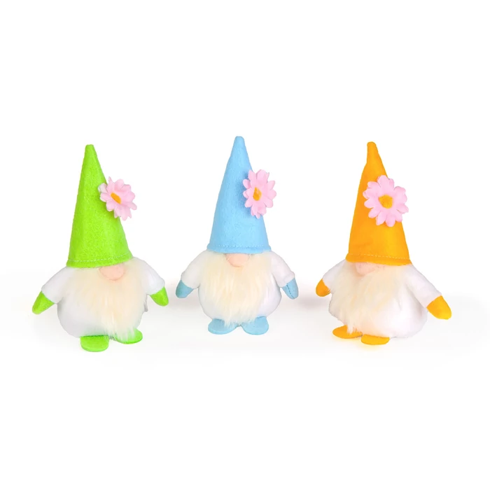 Textil tavaszi dekoráció manó 15 cm 3 féle 11586