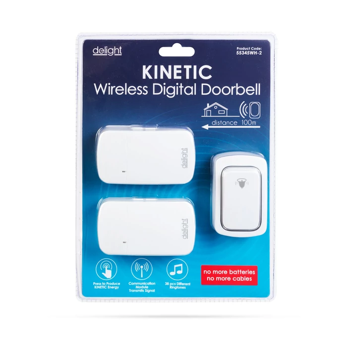Csengö digitális elem és vezeték nélküli 2 beltéri fehér kinetic 55345WH-2