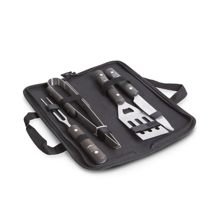 Grillező eszköz szett  4 db-os fa nyéllel táskában 56304C