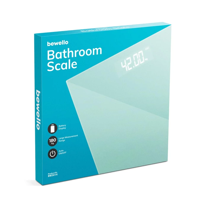 Bewello Személymérleg 180 kg LCD kijlező elemes üveg BW3014