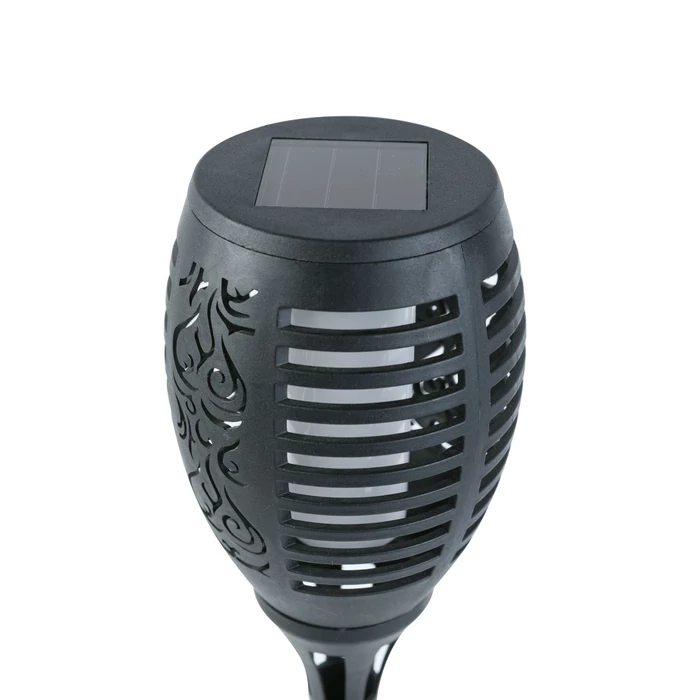 Garden of Eden LED-es szolár lámpa leszúrható lángeffekt 12 sárga LED műanyag fekete 10x58 cm 11262C