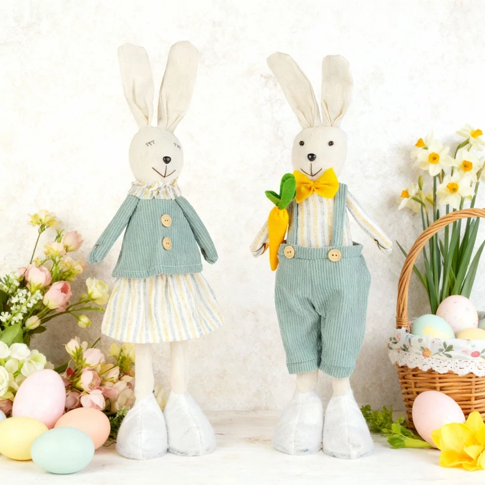 Textil tavaszi dekoráció nyuszi 50x17x8 cm - 2 féle 11580