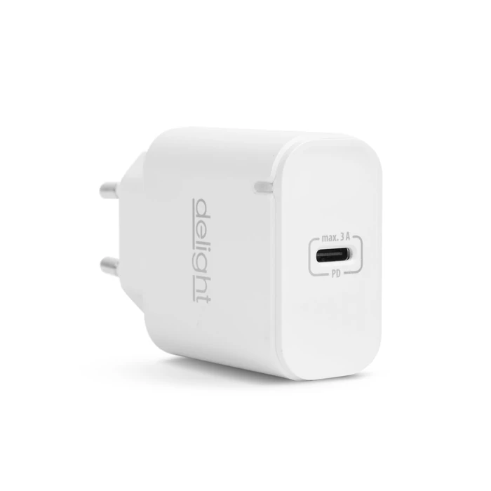 Delight hálózati adapter Type-C gyorstöltő PD20W fehér Gyorstöltés 55046WH