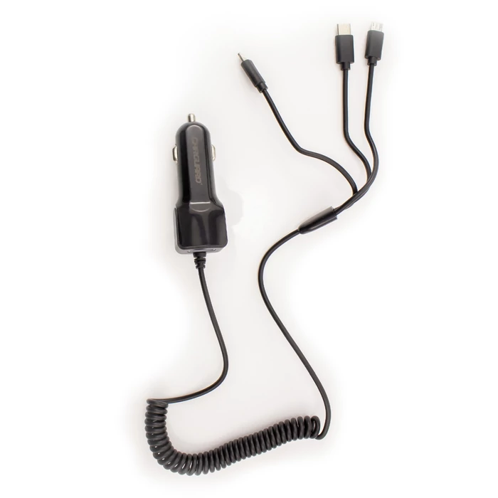 Carguard Univerzális telefontöltő, microUSB + Type-C + iPhone csatlakozással + USB 1A 55051