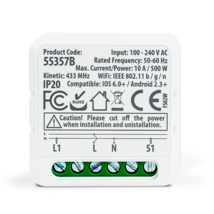 Delight Smart-Kinetic kapcsoló vezérlőegység 100-240 V AC, max 15A Amazon Alexa, Google Home 55357B