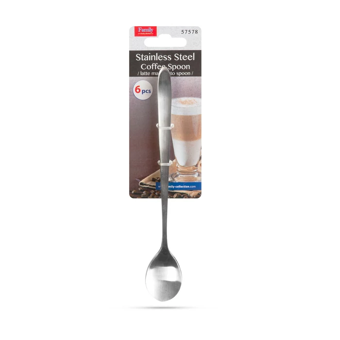 Family rozsdamentes acél kávéskanál latte macchiato kanál 186 x 30 mm 6 db / csomag 57578