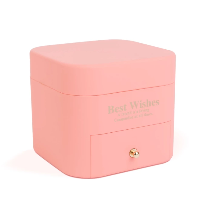  Műrózsa díszdobozban nyaklánccal 11x11x9,5 cm rózsaszín DA01200