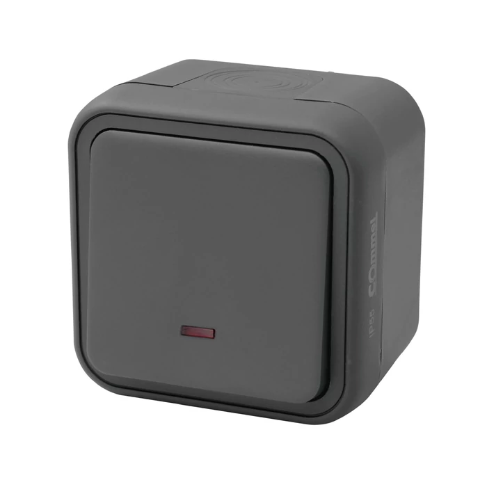 Commel falon kívüli egypólusú nyomó jelzőfénnyel antracit IP55 043-106