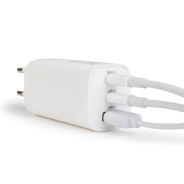Delight Hálózati Adapter USB + Type-C PD45W gyorstöltéssel fehér 55060