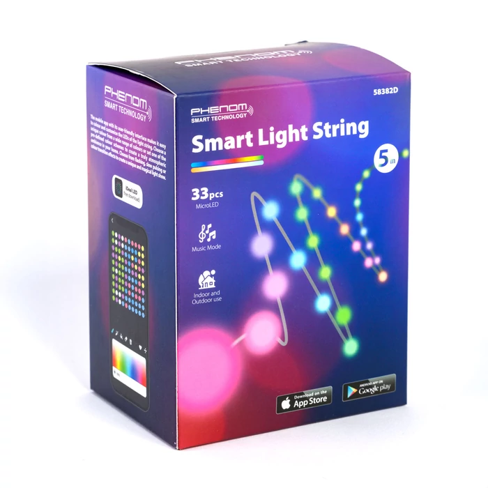 Phenom Smart fényfüzér USB 33 db RGBIC LED 5m  Bluetooth + zene mód IP65 58382D