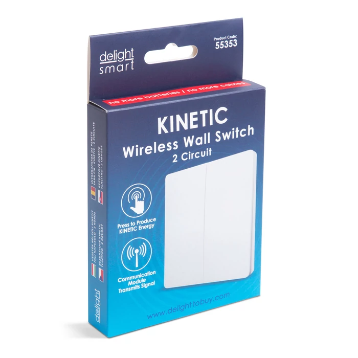 Delight Smart Kinetic fali kapcsoló 433 Mhz 2 körös IP20 55353