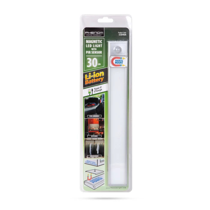 Phenom LED világítás mozgásérzékelővel akkumulátoros, mágneses 1,4W 4000K 130 lm 30 cm 55840A