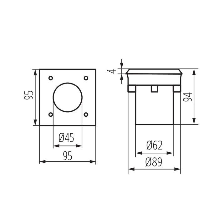 Kanlux GORDO LED 1W 50Lm 6500K Járófelületbe talajba süllyesztett lámpatest GORDO N 18192