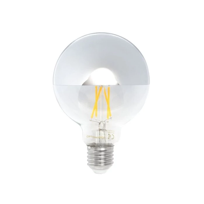 Optonica filament LED izzó ezüst E27 4W 400lm 1800K meleg fehér G95 1887