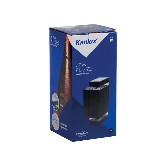 Kanlux kültéri fali fekete lámpa 2xGU10 IP44 ZEW 235J-B 22440