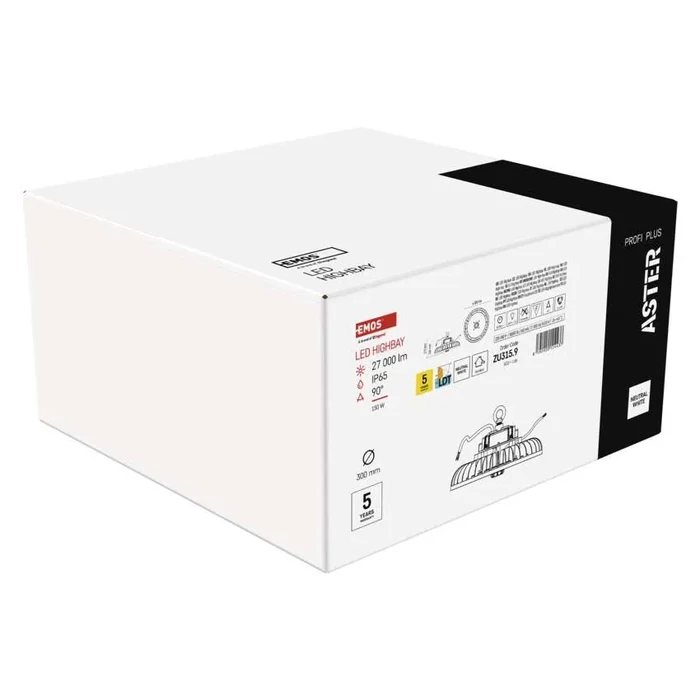 Emos Aster LED ipari csarnokvilágító lámpa 150W 27000lm 4000K természetes fehér 90° IP65 ZU315.9