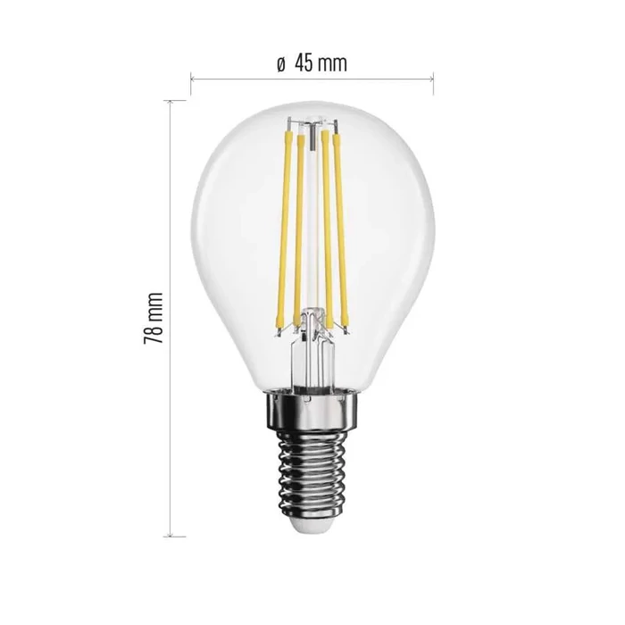 Emos filament LED izzó kisgömb E14 6W 810lm 2700K meleg fehér ZF1240