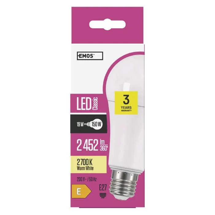 Emos Classic LED izzó E27 19W 2452lm 2700K meleg fehér A67 ZQ5183
