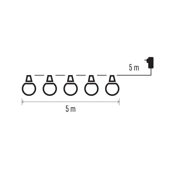 EMOS LED fényfüzér 10x party égő 5m kültéri és beltéri többszínű DCPM01