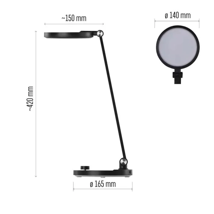 Emos Charles LED asztali lámpa fekete 7,6W 550lm CCT IP20 Z7628B