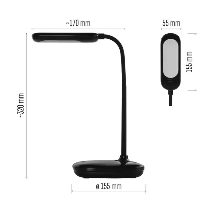 Emos Lily LED asztali lámpa fekete 13,5W 760lm CCT IP20 Z7629B