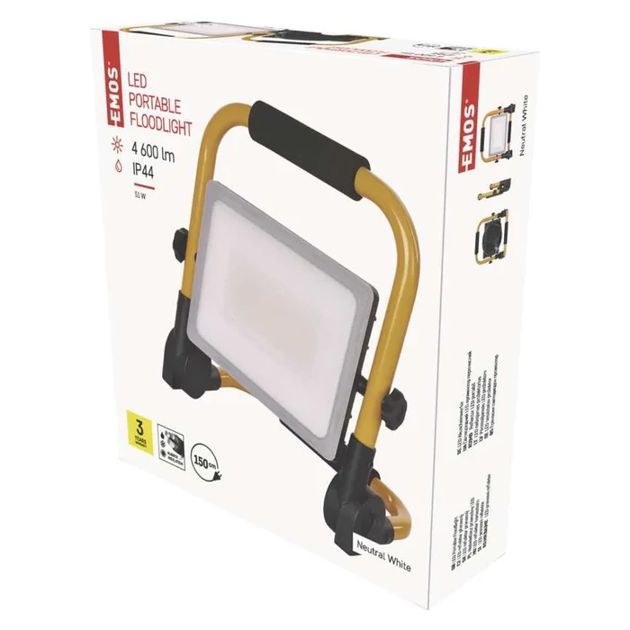 EMOS LED reflektor hordozható ILIO 51W 4600lm 4000 K IP44 természetes fehér 3 Év Garancia ZS3342