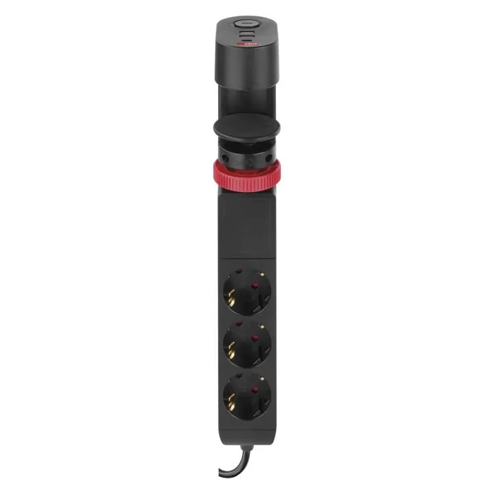 Emos hosszabbító kábel H3/1,5m 3 aljzat kapcsoló asztalra szerelhető USB fekete 3680 W PVC 1,5 mm2 P1321PD