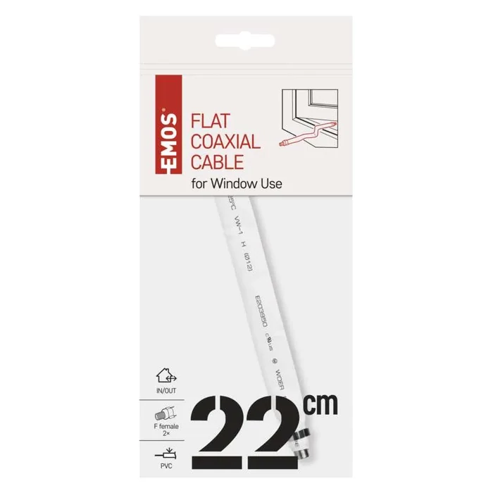 EMOS Ablakátvezető kábel 3C2V 75 Ohm 22cm UV-álló S5378