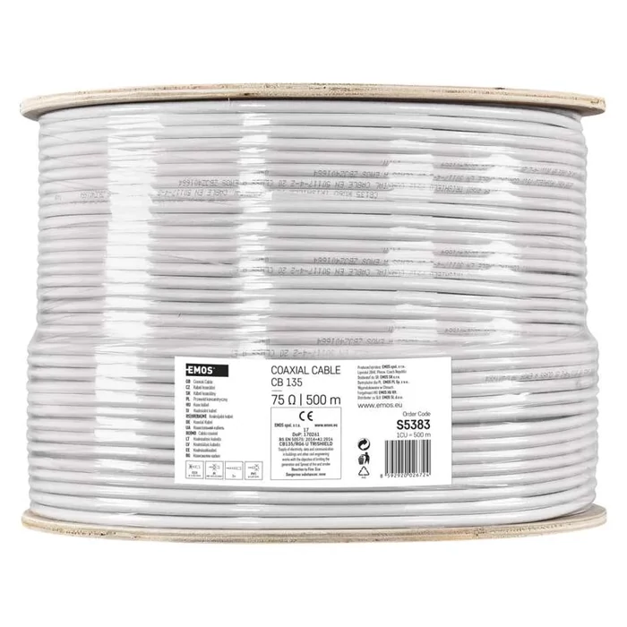 EMOS Koax kábel RG6 75 Ohm 500m/tekercs S5385 EMOS