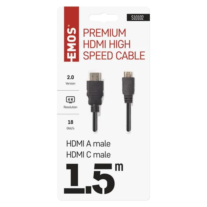 EMOS HDMI kábel 2.0 A-C dugó 1.5m 4K S10102