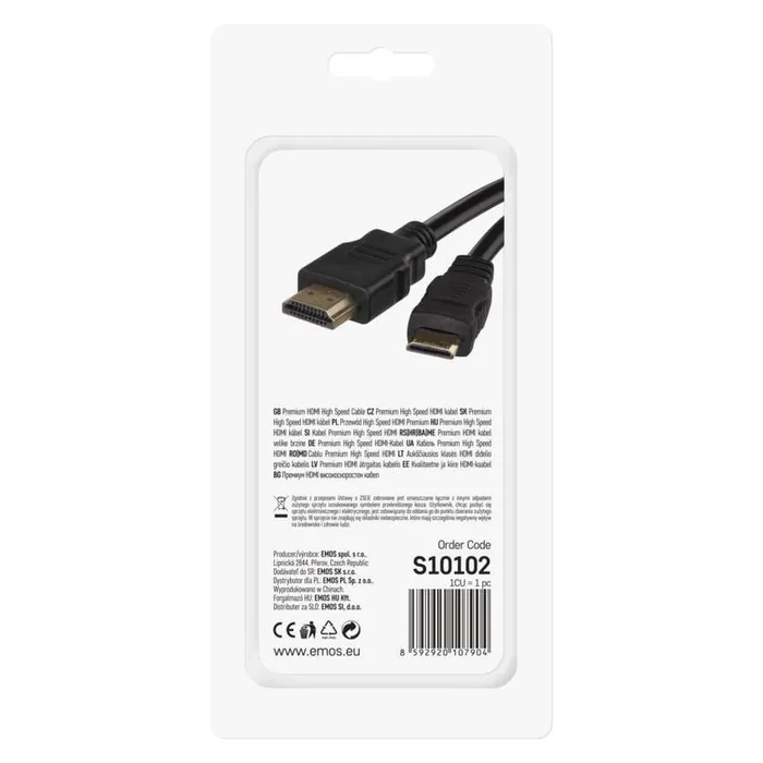 EMOS HDMI kábel 2.0 A-C dugó 1.5m 4K S10102