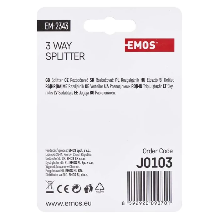 EMOS Antenna elosztó 5–2 400 MHz TV+R+SAT EM2343 J0103