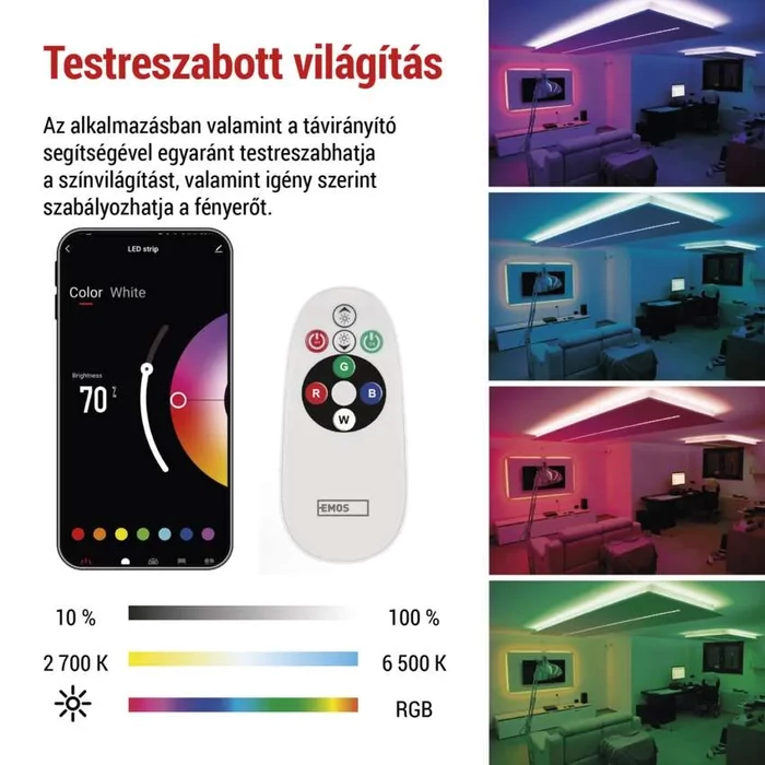 EMOS GoSmart LED szalag szett WiFi 2m, 11W, 750lm, RGB/CCT EMOS GoSmart, Tuya, Lidl, Smartlife ZPW218R