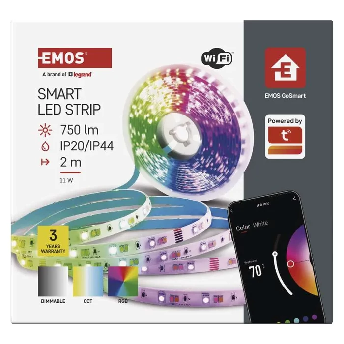 EMOS GoSmart LED szalag szett WiFi 2m, 11W, 750lm, RGB/CCT EMOS GoSmart, Tuya, Lidl, Smartlife ZPW218R