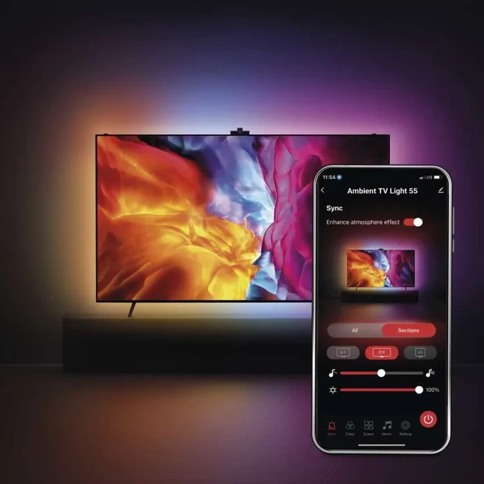 Emos GoSmart Ambient LED 24W 25,4 lm/W RGB hangulatvilágítás TV-hez 65“ (164 cm) ZTV65