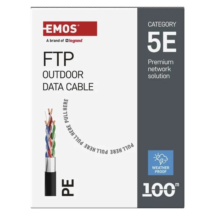 EMOS FTP kábel CAT 5E kültéri FTP outdoor, vörösréz (Cu) 100m S9224