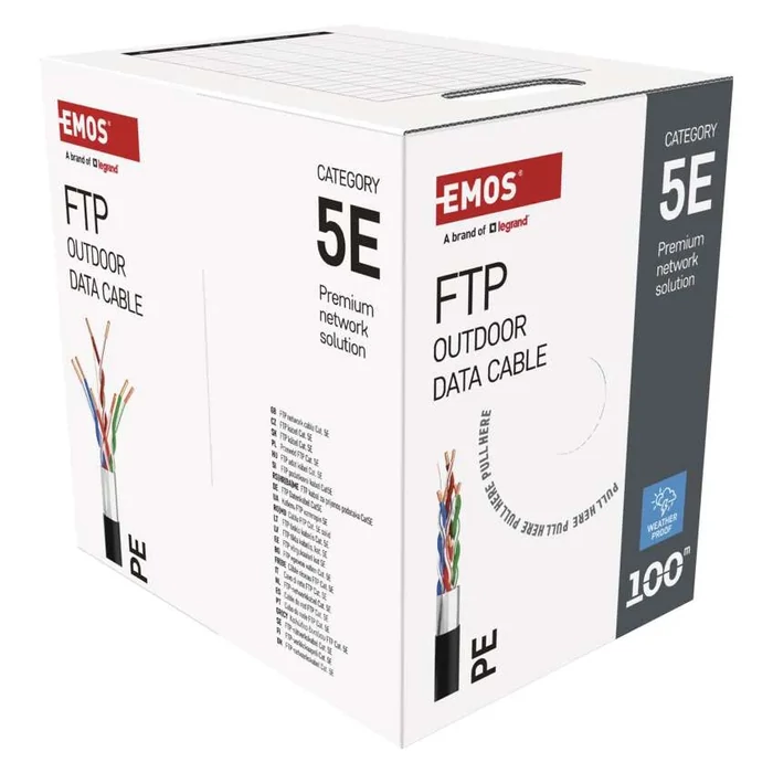 EMOS FTP kábel CAT 5E kültéri FTP outdoor, vörösréz (Cu) 100m S9224