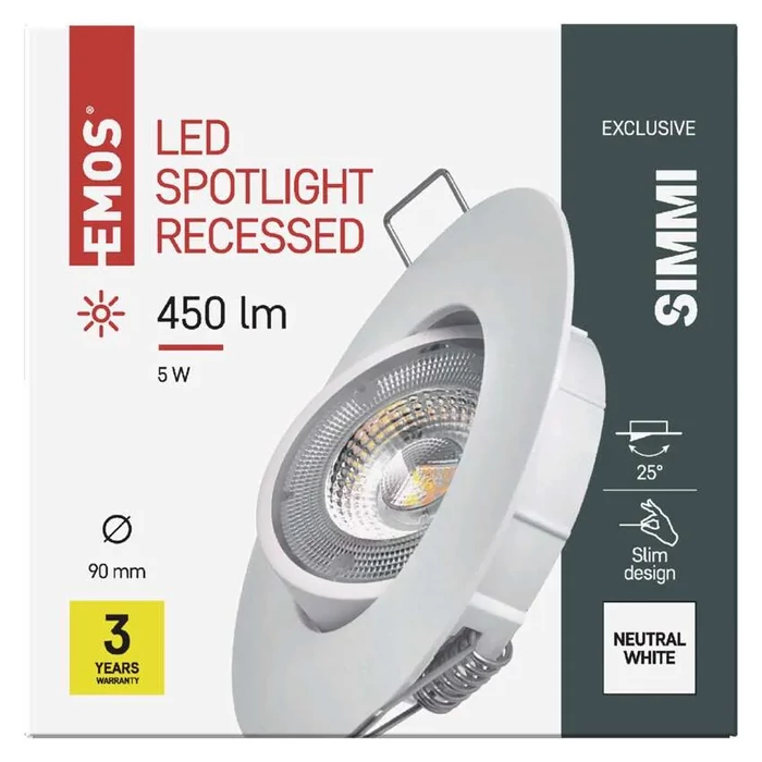 EMOS LED Spotlámpa 5W természetes fehér álmennyezetbe építhető 3 év garancia ZD3122