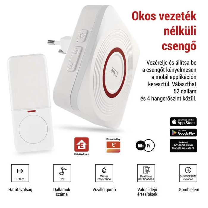EMOS GoSmart Vezeték nélküli csengő P5735WS wifivel P5735WS