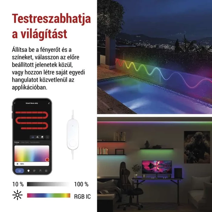 EMOS GoSmart Rugalmas LED szalag NEON fehér, 3 m, 24 W, RGBIC dimmelhető, WiFi ZPW313I