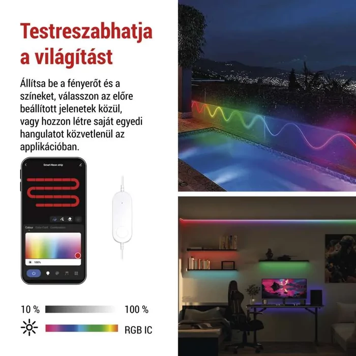 GoSmart Rugalmas LED szalag NEON fehér 5m 33W RGBIC dimmelhető, WiFi Cikkszám ZPW513I