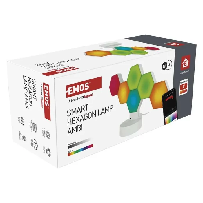 Emos GoSmart LED 5,5W okos dekorációs asztali lámpatest Hexagon fehér 6 részből álló RGBIC dimmelhető WiFi ZIW426R