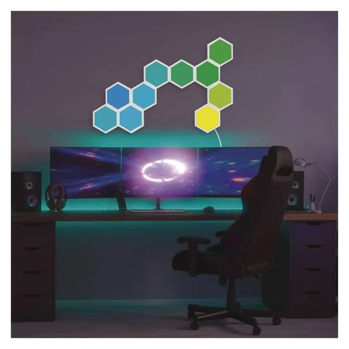 EMOS GoSmart LED-es lámpatest Hexagon, kiegészítő készlet,3 rész, 1,8 W, RGBIC dimmelhető, WiFi ZIW223R