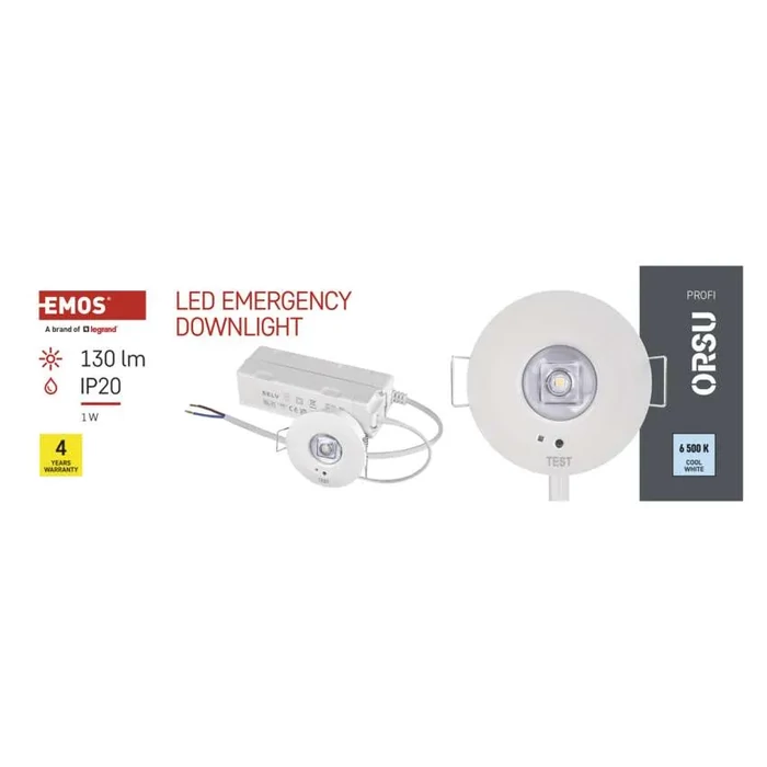 EMOS LED vészvilágító vészhelyzet lámpatest ORSU 1W 130 lm 6 500K 3 óra ZN1330