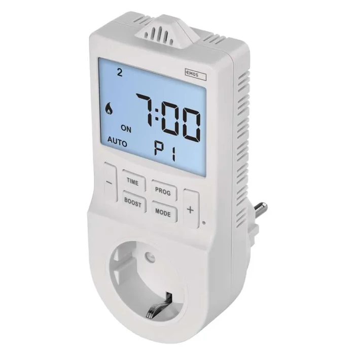 EMOS GoSmart 2 az 1-ben konnektoros, digitális termosztát időzítő funkcióval, schuko, WiFi P56601SH