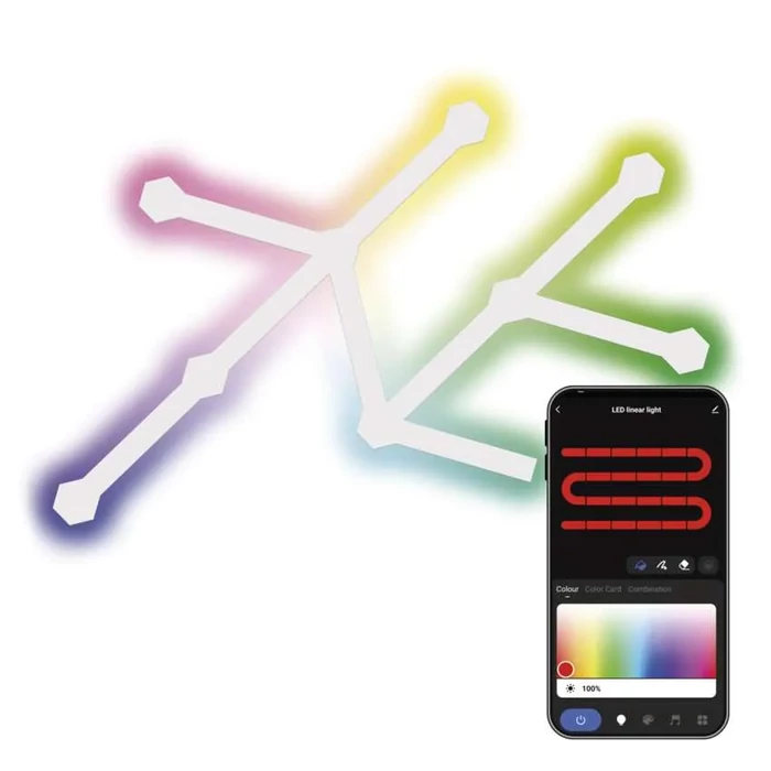 Emos GoSmart LED lámpatest Lines fehér 9 részből álló 34W RGBIC dimmelhető, WiFi ZIW249R