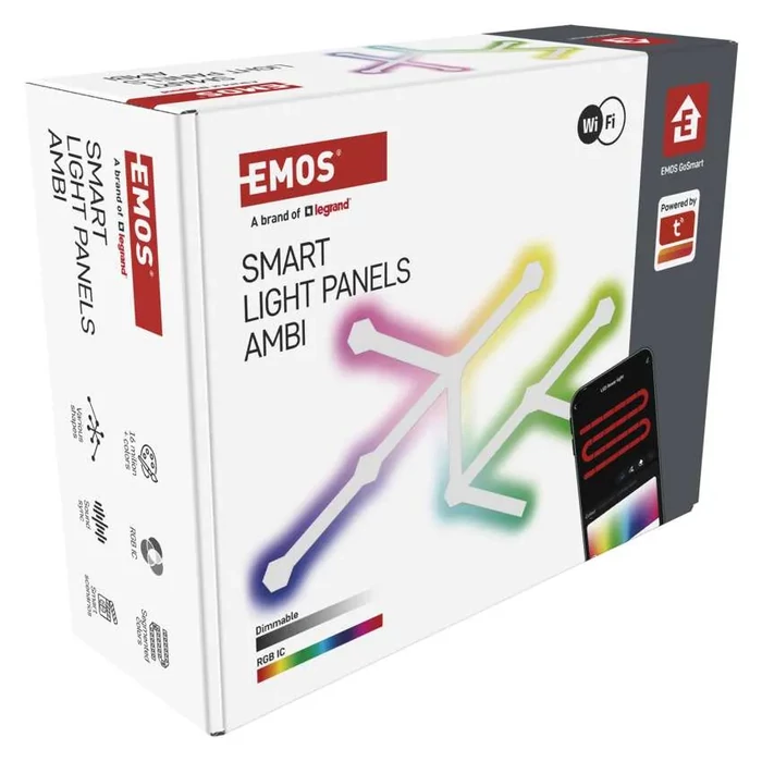 Emos GoSmart LED lámpatest Lines fehér 9 részből álló 34W RGBIC dimmelhető, WiFi ZIW249R